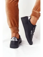 Dámské Kožené Tenisky BIG STAR DD274586 Černé-Stříbrné