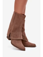 Dámské zimní kozačky s otočeným lemem Vinceza 16516 Béžové