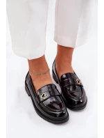 Dámské lakované mokasíny se srdíčkem S.Barski – černé