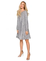 Šaty áčkového střihu M715 stříbrné - Moe Šaty áčkového střihu M715 stříbrné - Moe