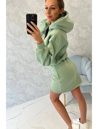 Zateplené šaty s obálkovým dnem tmavě mátové barvy Zateplené šaty s obálkovým dnem tmavě mátové barvy