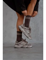 Dámské ponožky Dva tenké pruhy hnědé