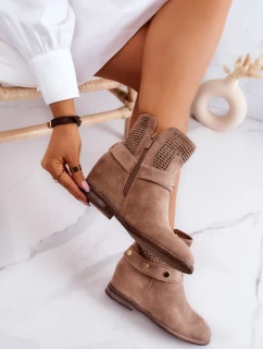 Prolamované dámské jarní boty Béžová Royale