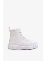 Zateplené kožené tenisky se zipem Big Star MM274624 bílé Zateplené kožené tenisky se zipem Big Star MM274624 bílé