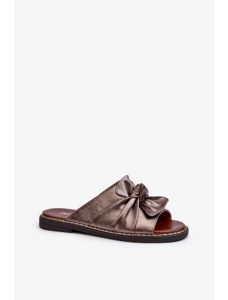 Dámské měděné pantofle na plochém podpatku Nelvira