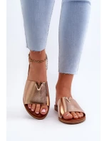 Dámské pantofle z eko kůže na plochém podpatku, zlatá Maliha