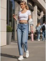 Dámské džínové kalhoty s páskem FashionStreet UY2886 Dámské džínové kalhoty s páskem FashionStreet UY2886