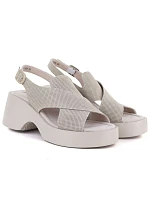 Dámské kožené sandály na platformě béžové S.Barski 7005