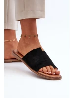 Dámské Semišové Holinky Japonky Černé Amite