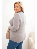 Dámský svetr Plus Size z viskózy s rolákem šedý Dámský svetr Plus Size z viskózy s rolákem šedý