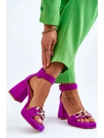 Dámské semišové sandály s masivními podpatky Lewski boty 3207 Fuchsie