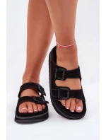 Dámské Zamszové Klapky S Klamrami D.Franklin Černé DFSH405001