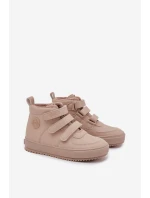 Zateplené boty sneakers dětské na suchý zip Big Star SS374072 béžové