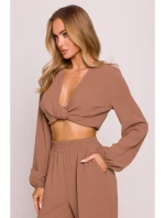 M861 Krátký top s vázáním - čokoládový M861 Krátký top s vázáním - čokoládový