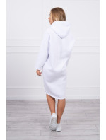 Šaty s kapucí a rozparkem na boku bílé