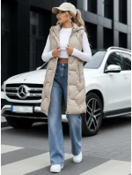Dámská dlouhá prošívaná béžová vesta FashionStreet TY5265