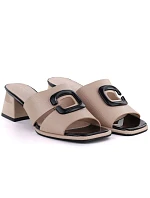 Dámské žabky na podpatku béžové Vinceza 62284