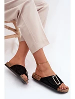 Kožené semišové dámské pantofle s přezkou černé Beryl