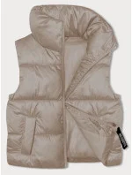 Světle béžová krátká dámská vesta se stojáčkem (B8245-51) Světle béžová krátká dámská vesta se stojáčkem (B8245-51)