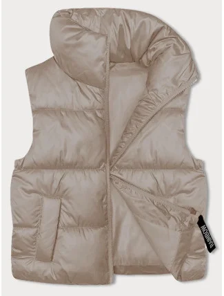 Světle béžová krátká dámská vesta se stojáčkem (B8245-51) Světle béžová krátká dámská vesta se stojáčkem (B8245-51)