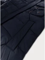 Tmavě modrá zimní bunda z různých spojených materiálů Libland (7820)