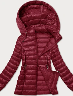 Dámská prošívaná bunda s kapucí J Style bordó (16M9102-06)