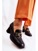 Kožené lodičky s řetízkem Laura Messi 2515 Black