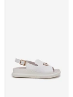 Dámské kožené sandály s ozdobou Vinceza 66757 bílé
