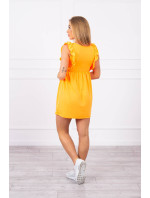 Šaty s volánky na bocích oranžově neonové