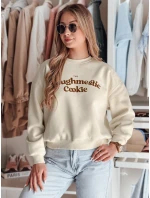 Dámská oversize mikina s potiskem COOKIES světle béžová FashionStreet BY1446