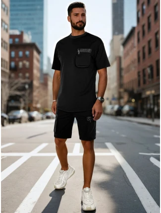 Pánská tepláková souprava černá FashionStreet AX0811