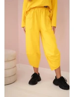 Bavlněná mikina kalhoty set tmavě žlutá