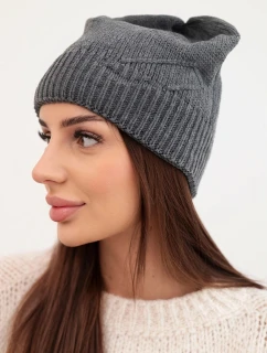 Dámská zimní čepice klasická s jemným vzorem K379 grafitová