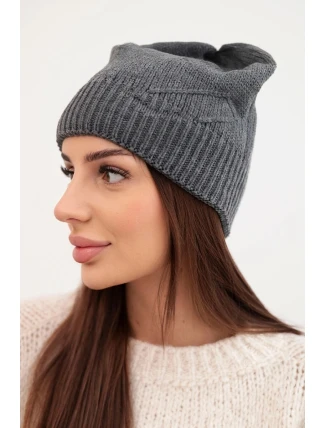 Dámská zimní čepice klasická s jemným vzorem K379 grafitová