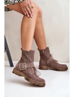 Zazoo 2951 Velurové Boty S Dekorativní Sponou Tmavě Béžové Zazoo 2951 Velurové Boty S Dekorativní Sponou Tmavě Béžové