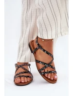 Ploché Kožené Sandály Dámské Maciejka 06635-05 Černé