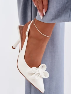 Dámské sandály na podpatku s mašlí bílé Jonera