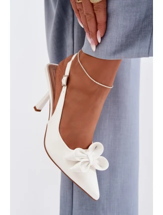 Dámské sandály na podpatku s mašlí bílé Jonera