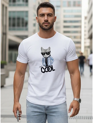 Pánské tričko Stay COOL s potiskem bílé FashionStreet NX5018R Pánské tričko Stay COOL s potiskem bílé FashionStreet NX5018R