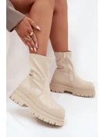 Boty Na Masivní Platformě Eko Kůže Béžové Kylira