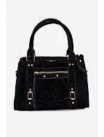 Kufříková Eko semišová kabelka s přívěskem Černá Sorielle