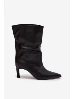 Dámské kotníkové boty na jehlovém podpatku z eko kůže Norell – černé
