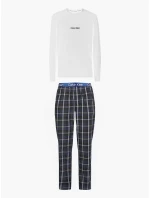 Pánský pyžamový set - NM2184E 1MT - bílá/modrá - Calvin Klein