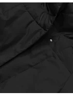 Černý dámský zimní kabát s páskem (2M-061)