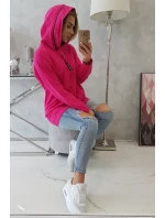 Tunika na zip s kapucí Oversize fuchsiová Tunika na zip s kapucí Oversize fuchsiová