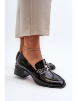 Lakované lodičky na podpatku černé S.Barski MR38-960