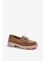 Dámské semišové mokasíny s ozdobou D&A TW117 hnědé