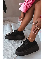 Dámské háčkované tenisky na platformě Černé Evalora