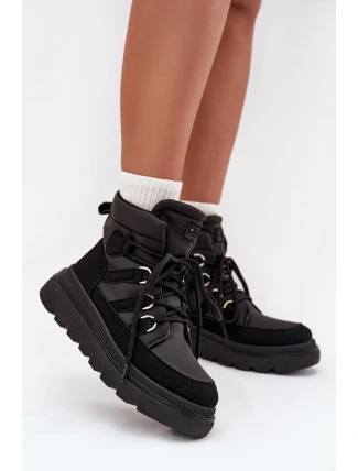 Dámské kotníkové boty Liorae trapery na platformě – černé
