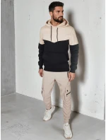 Pánská základní mikina s kapucí béžová FashionStreet BX5880